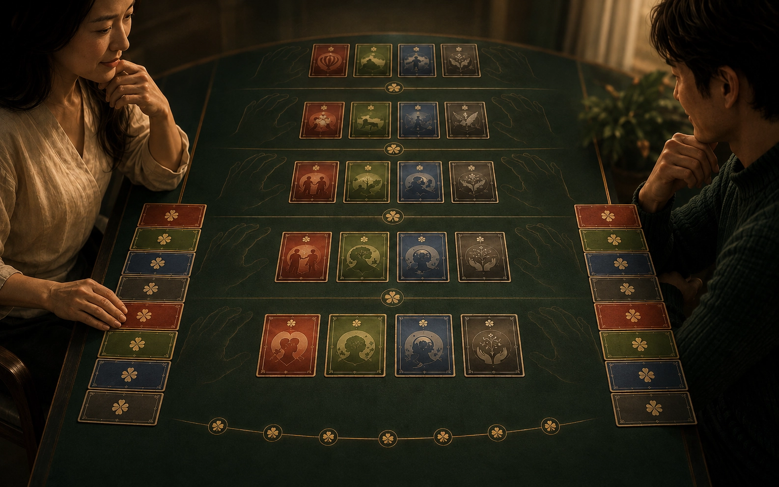 The same seven-card hands repeat while memory of previous choices accumulates.